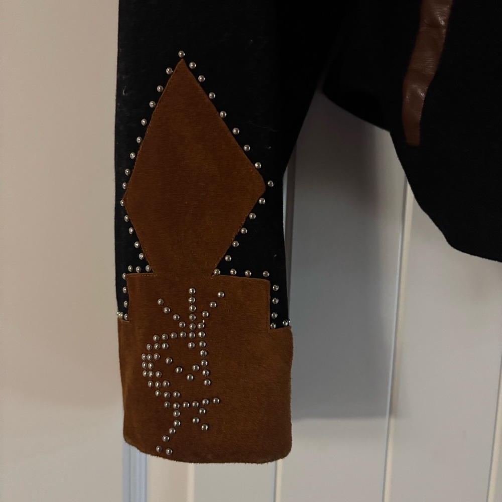 Diamond Denim & Leather Vintage Jacket | Size 10 - Picture 4 of 7